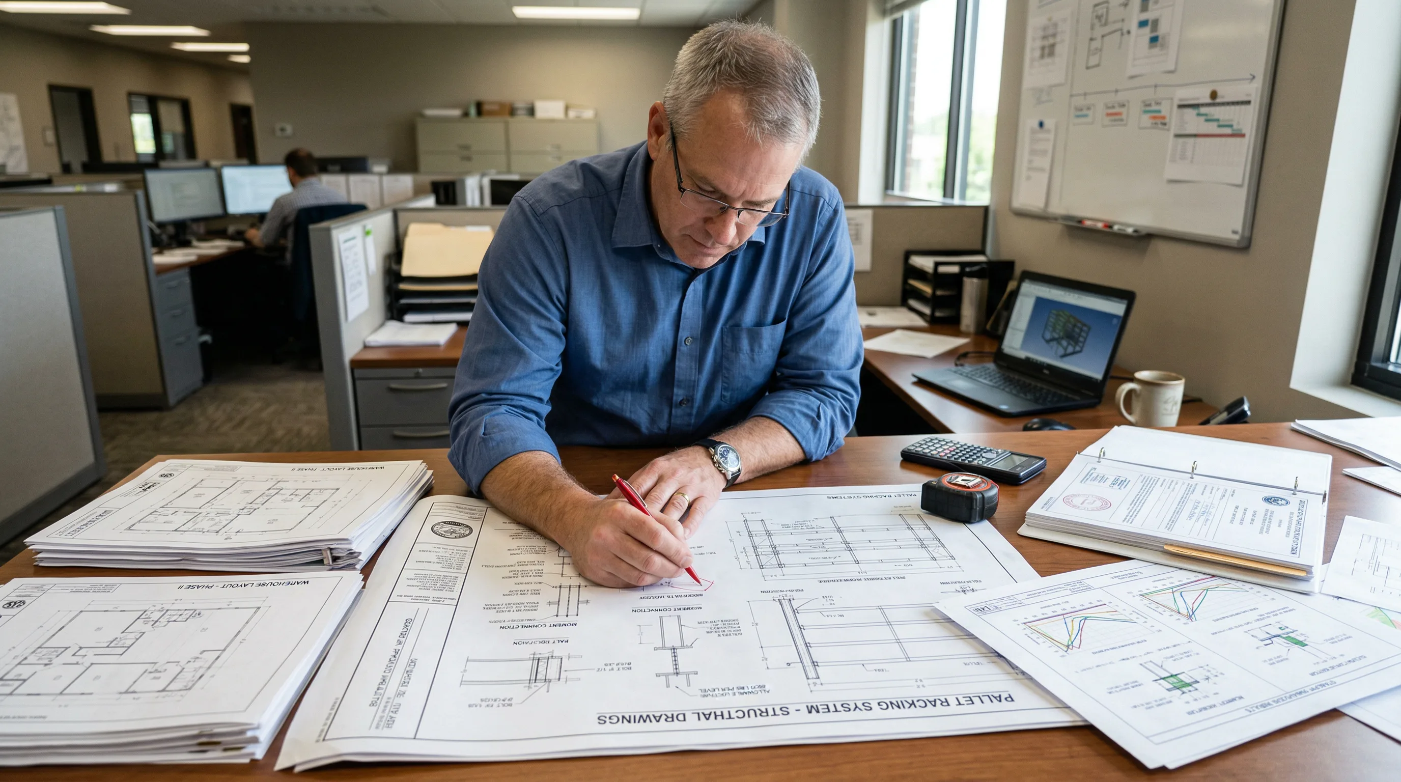 Pallet racking engineering drawings and permit documentation for Delaware VA warehouses